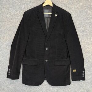 G Star Raw Track Cord Corduroy Blazer Jacket Mens XL Ribbed Lined Black Coat VTG